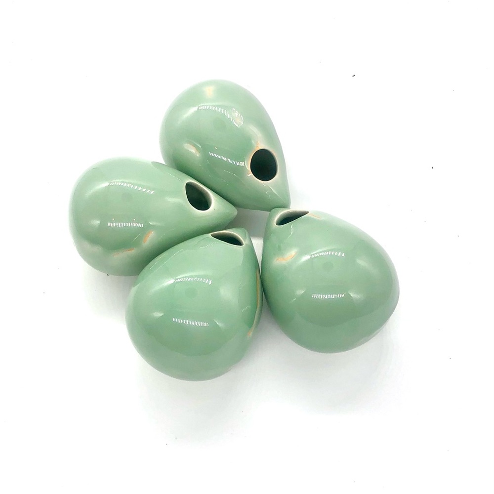 2PC mini tear drop shape wall hanging porcelain planter vase - Picture 4 of 6